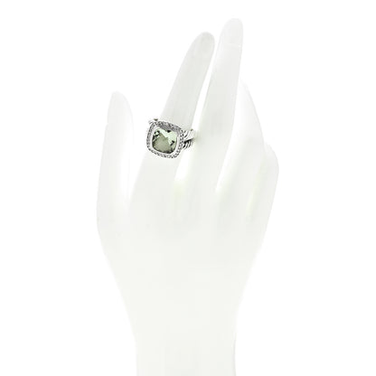 David Yurman Sterling Silver Diamond Prasiolite 11mm Albion Ring 54 6.75 2 of 6