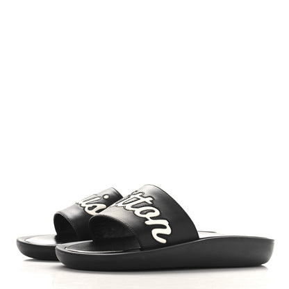 Louis Vuitton Calfskin Logo Sunbath Slide Sandals 38 Black 4 of 10