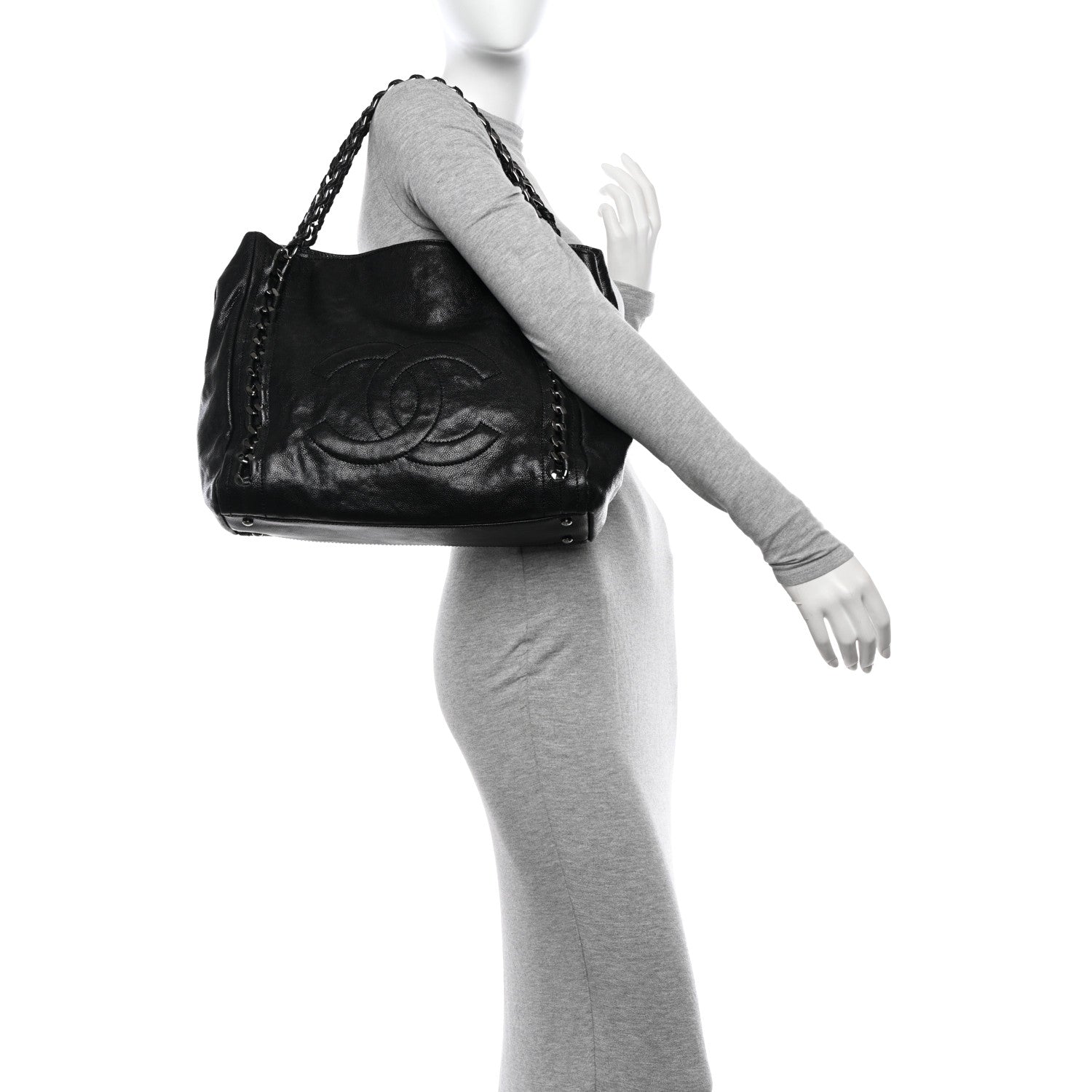 Chanel Glazed Calfskin Modern Chain Tote Black 2 of 10