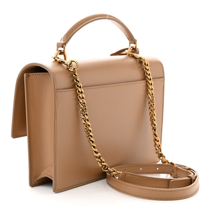 Saint Laurent Smooth Calfskin Medium Monogram Sunset Satchel Natural Tan 3 of 10
