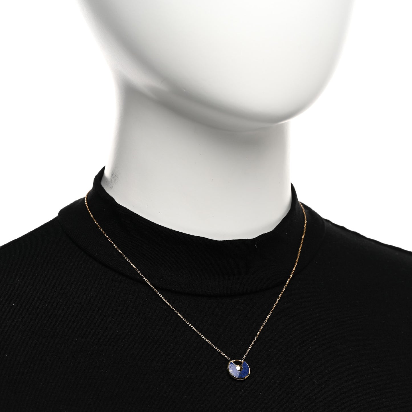 18K Yellow Gold Diamond Lapis Lazuli XS Amulette de Cartier Pendant Necklace