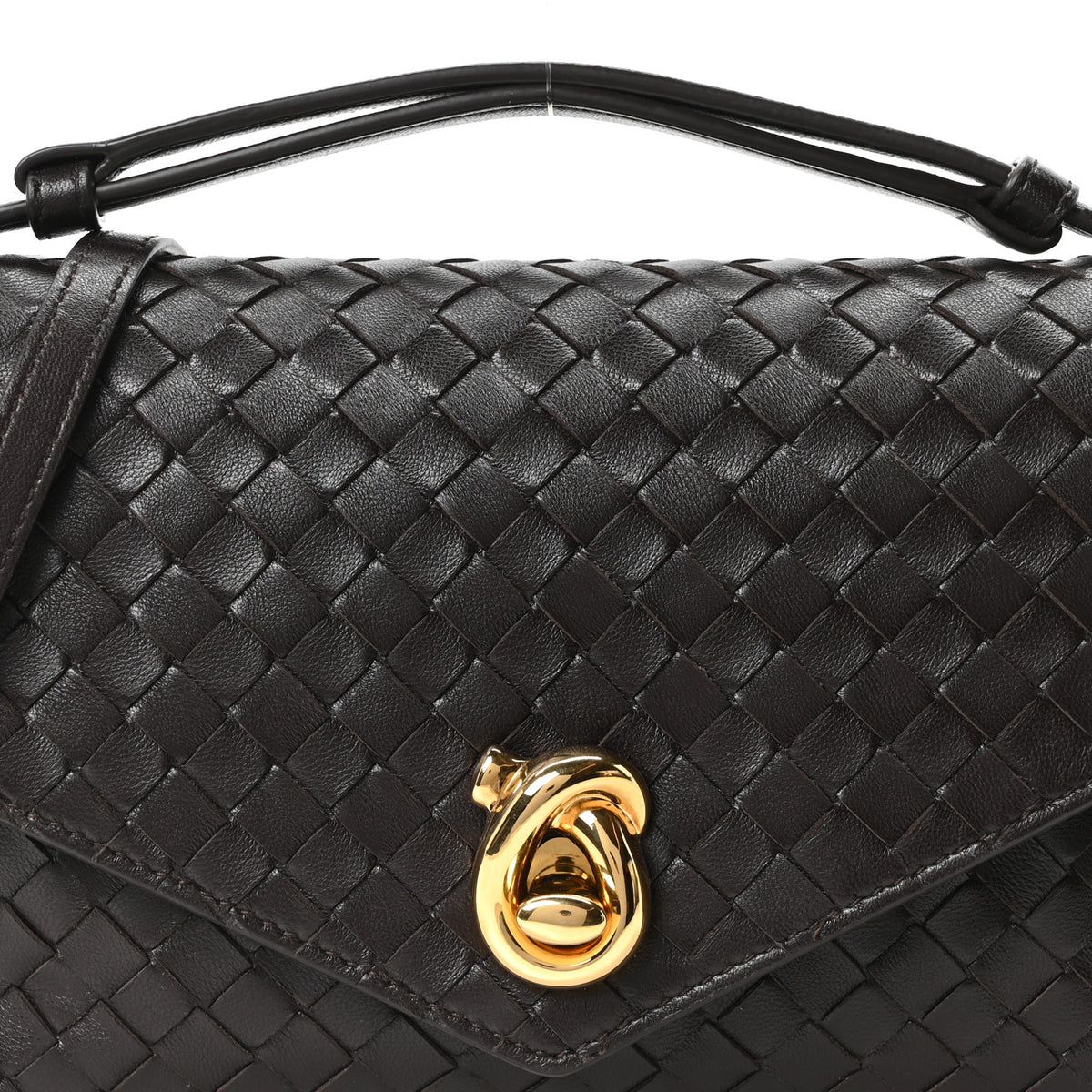 Nappa Intrecciato Knot Lock Top Handle Crossbody Bag Fondant