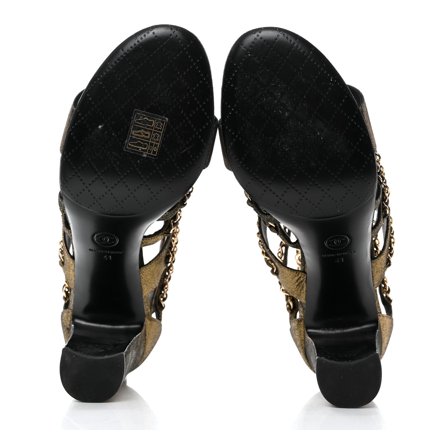 Chanel Suede Laminated Lambskin Gladiator Chain Sandals 41 Dark Gold 5 of 9