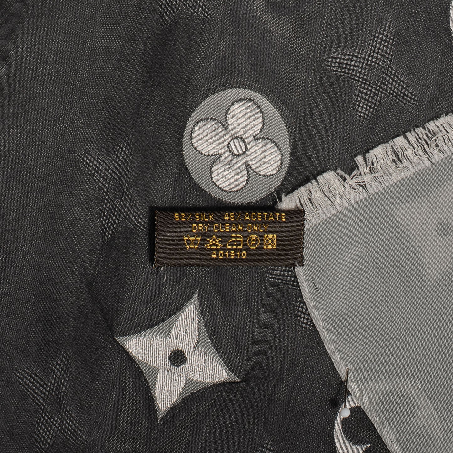 Silk Acetate Monogram St Petersbourg Stole Black Grey