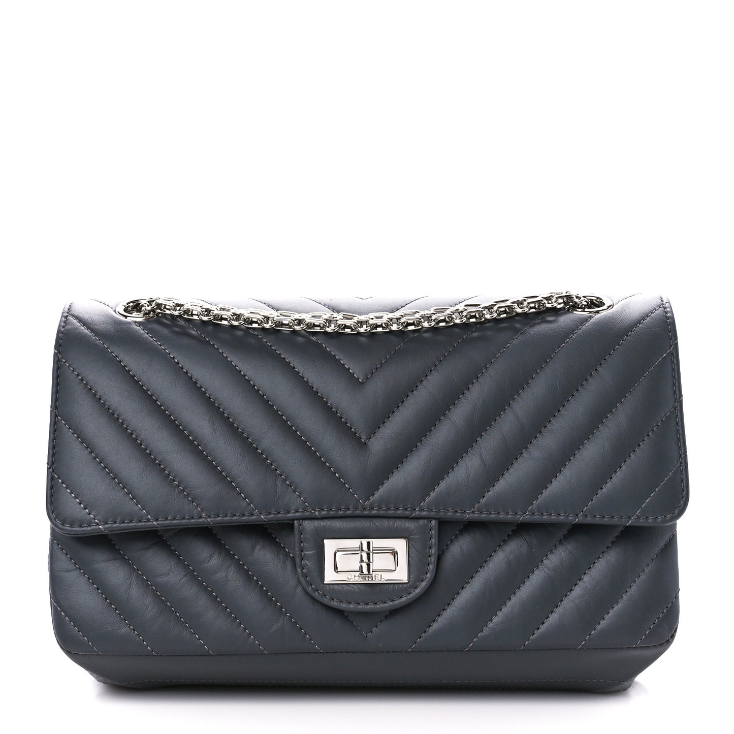 Aged Calfskin Chevron Quilted 2.55 Reissue 225 Flap Dark Grey