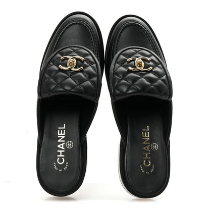 Chanel Lambskin Quilted CC Turnlock Mules 39 Black 2 of 10