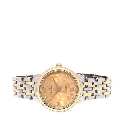 Omega 18K Yellow Gold Stainless Steel Diamond 32mm De Ville Prestige Butterfly Quartz Watch Champagne 424.20.33.60.58.001 2 of 5