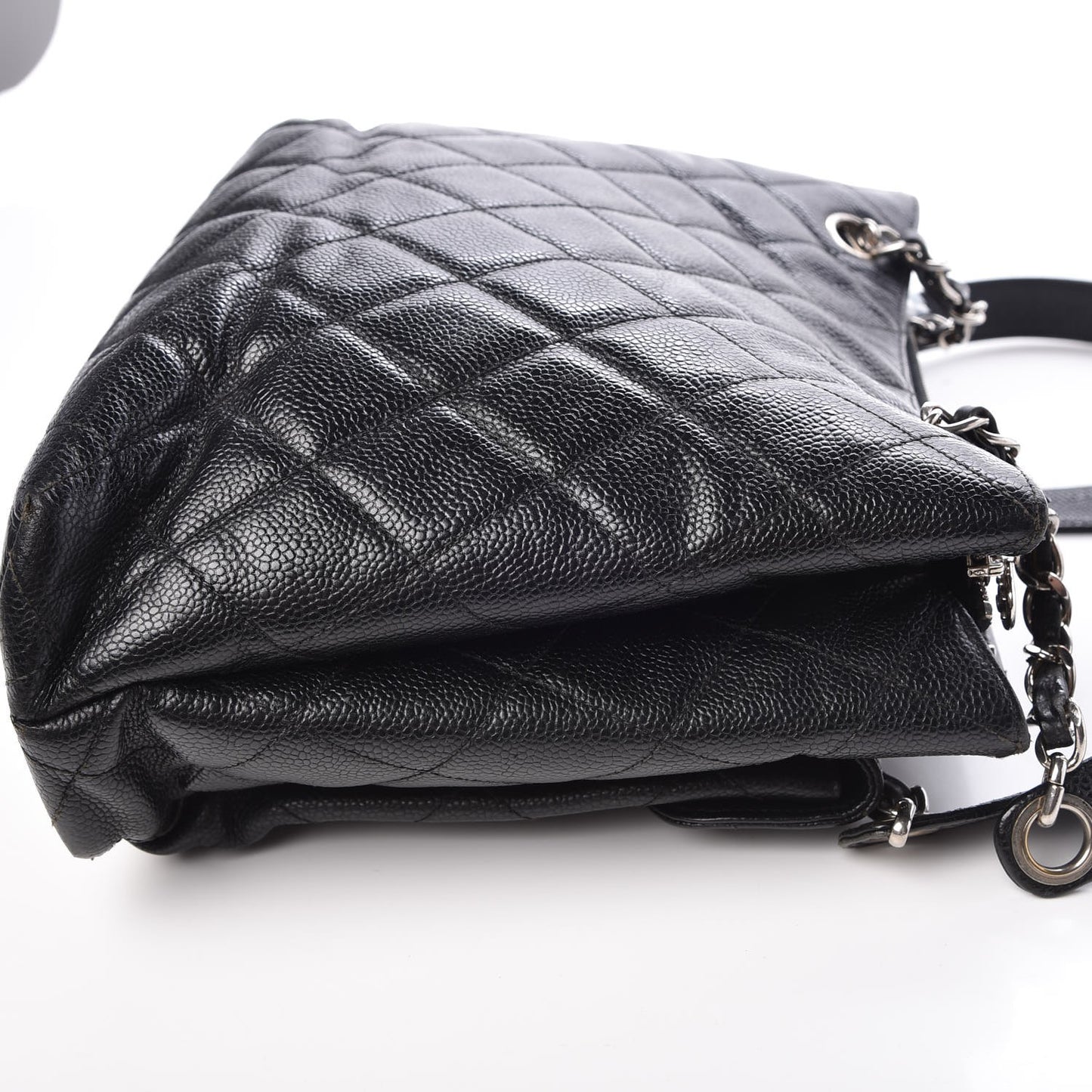 Caviar Quilted Flap Shoulder Bag Black