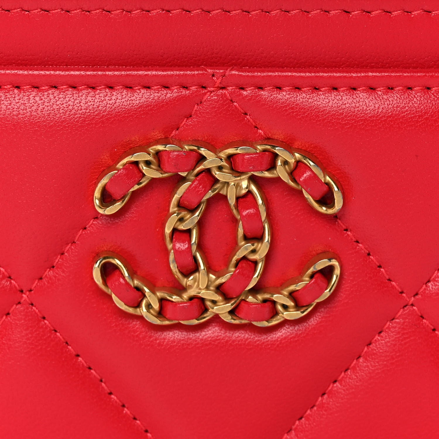 Chanel Lambskin Quilted Chanel 19 Card Holder Red 9 of 10
