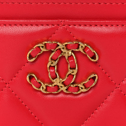 Chanel Lambskin Quilted Chanel 19 Card Holder Red 9 of 10