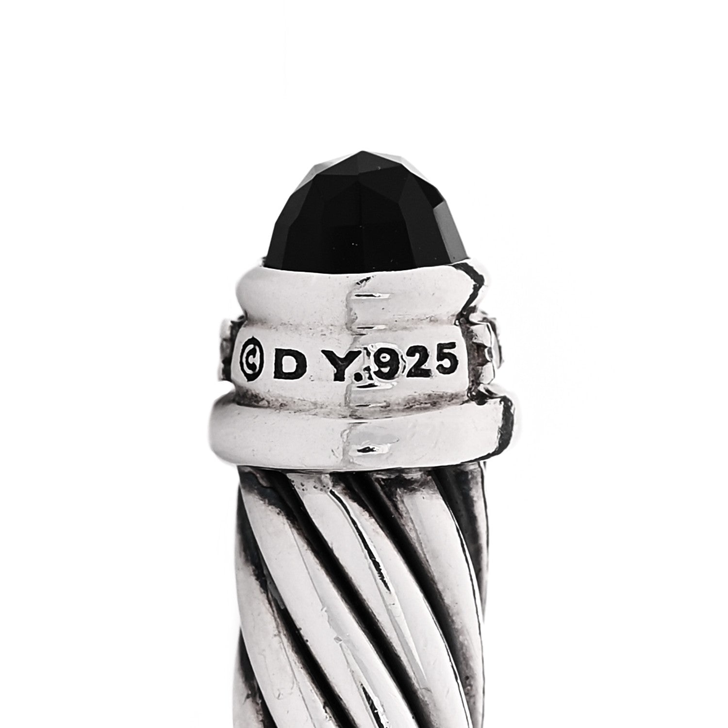 David Yurman Sterling Silver Diamond Black Onyx 5mm Cable Classics Bracelet 3 of 4