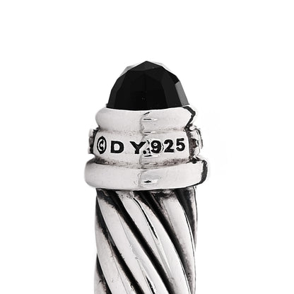 David Yurman Sterling Silver Diamond Black Onyx 5mm Cable Classics Bracelet 3 of 4