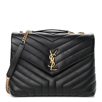 Saint Laurent Calfskin Y Quilted Monogram Medium Loulou Chain Satchel Black 1 of 7