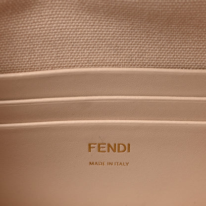 Fendi Canvas Vitello King Bi-Color Strap FF Embroidered Mini Baguette Poudre 6 of 9