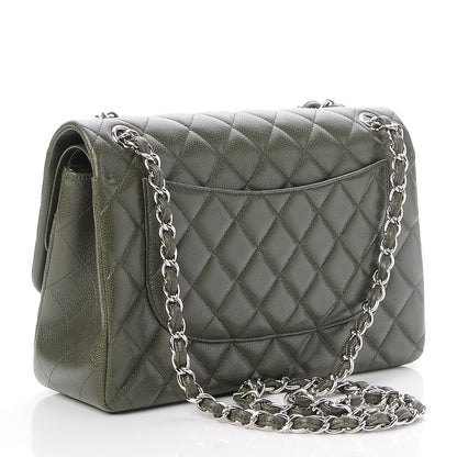 Chanel Caviar Quilted Jumbo Double Flap Dark Green 4 of 9