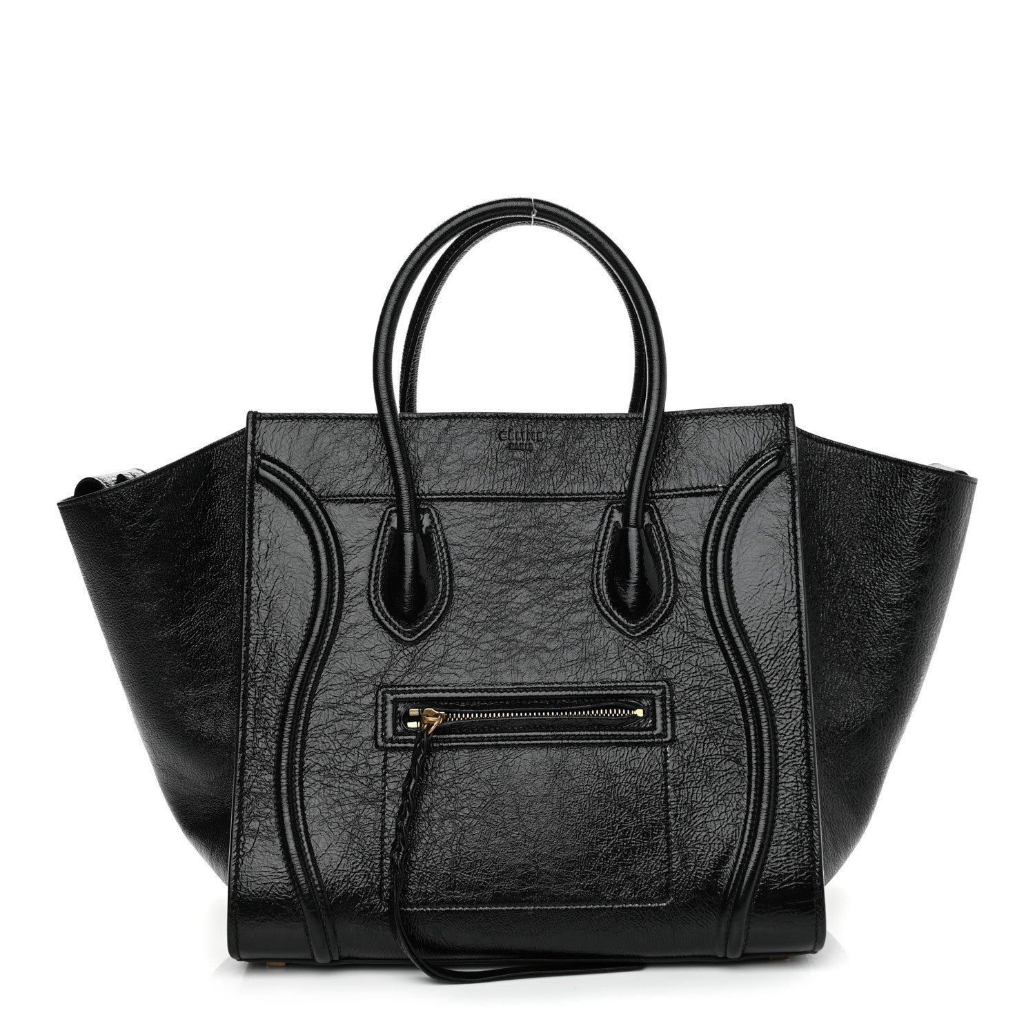 Celine Crinkled Patent Calfskin Medium Phantom Luggage Black 1 of 10