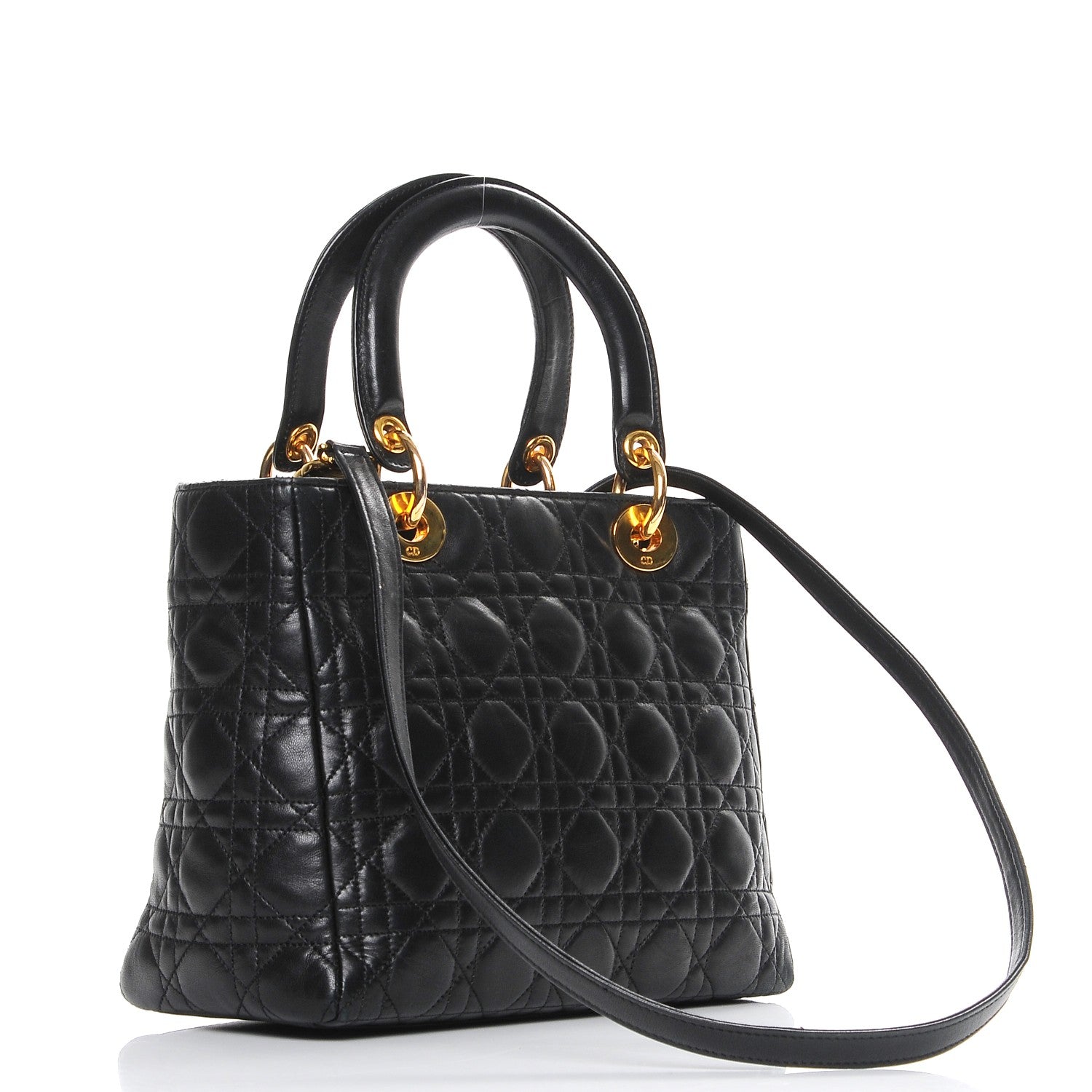 Christian Dior Lambskin Cannage Medium Lady Dior Black 4 of 12