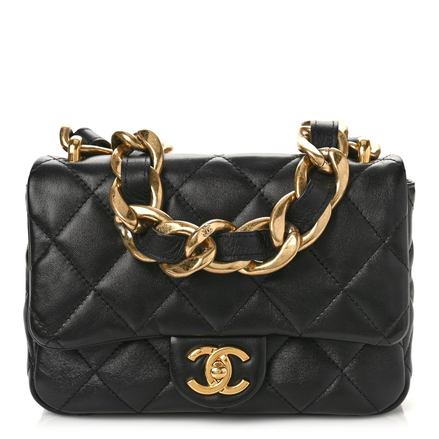 Lambskin Quilted Small Funky Town Flap Black