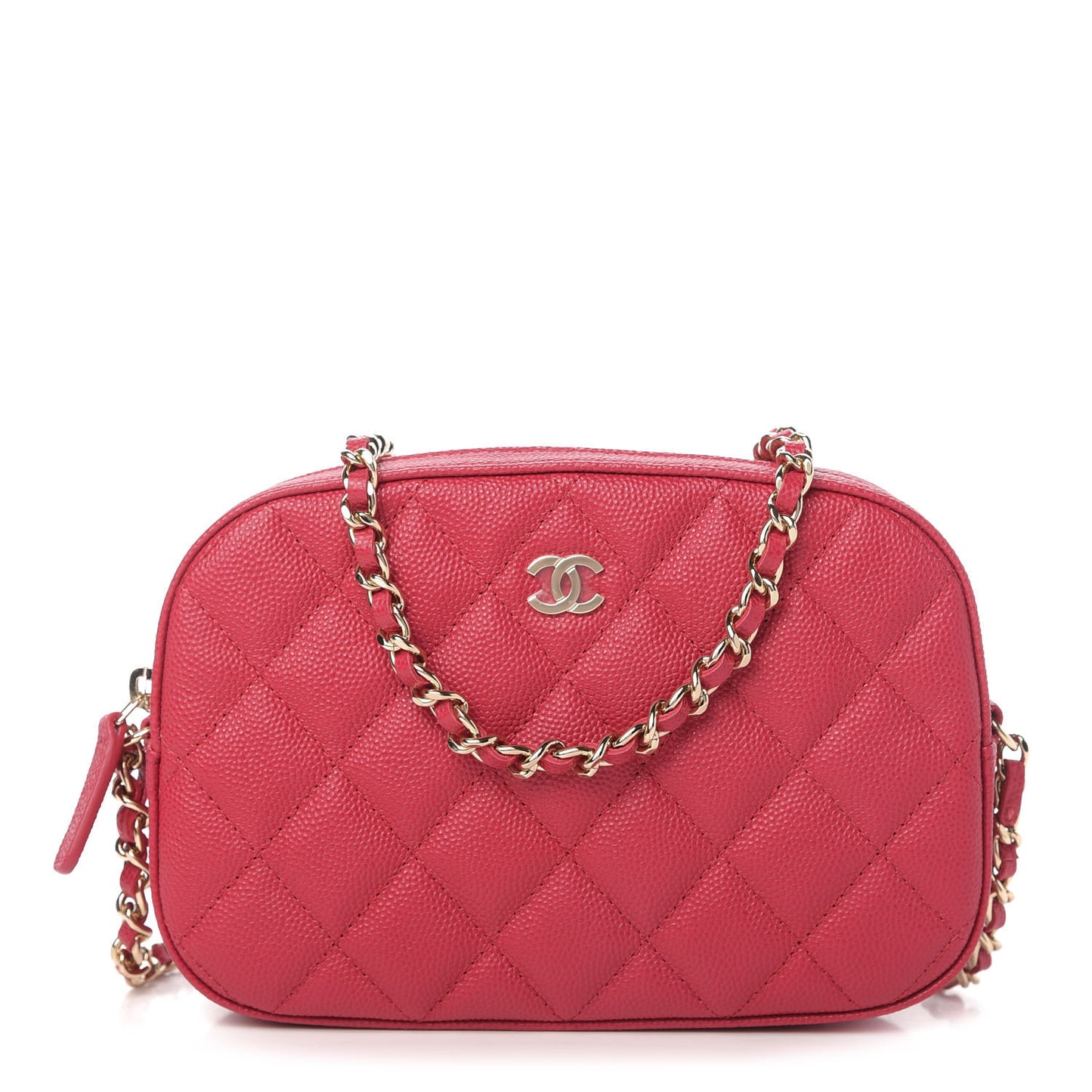 Caviar Quilted Camera Case Dark Pink