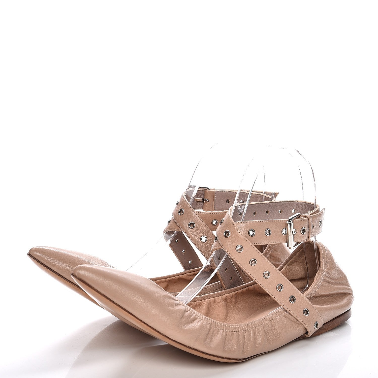 Valentino Garavani Nappa Love Latch Ballerina Flats 40.5 Poudre 3 of 10