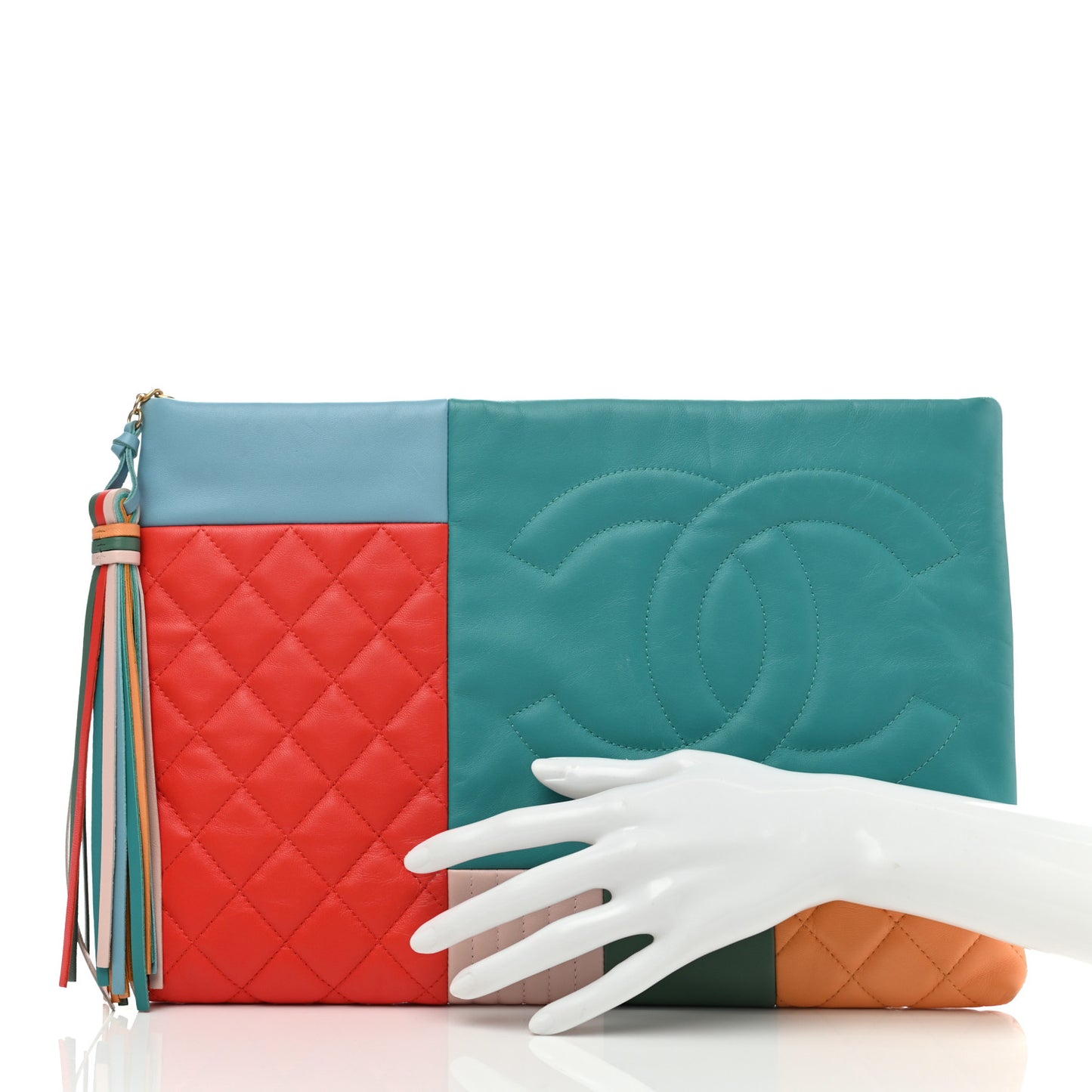 Lambskin Patchwork Large Cosmetic Case Multicolor