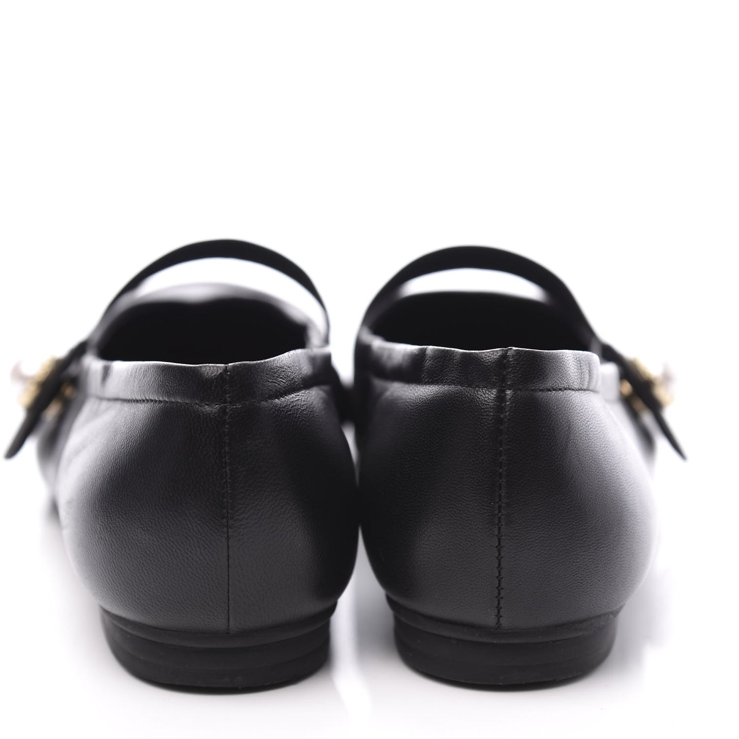 Lambskin Grosgrain Pearl Cap Toe Ballerina Flats 35 Black