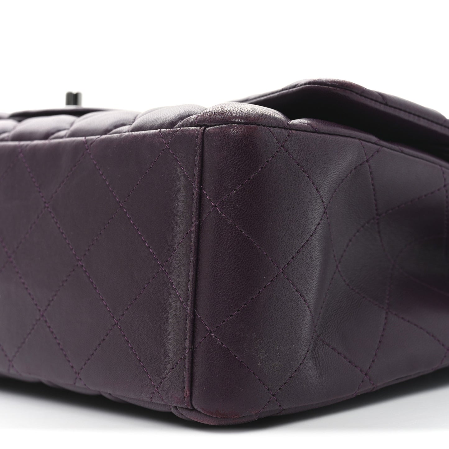 Lambskin Quilted Maxi Double Flap Plum