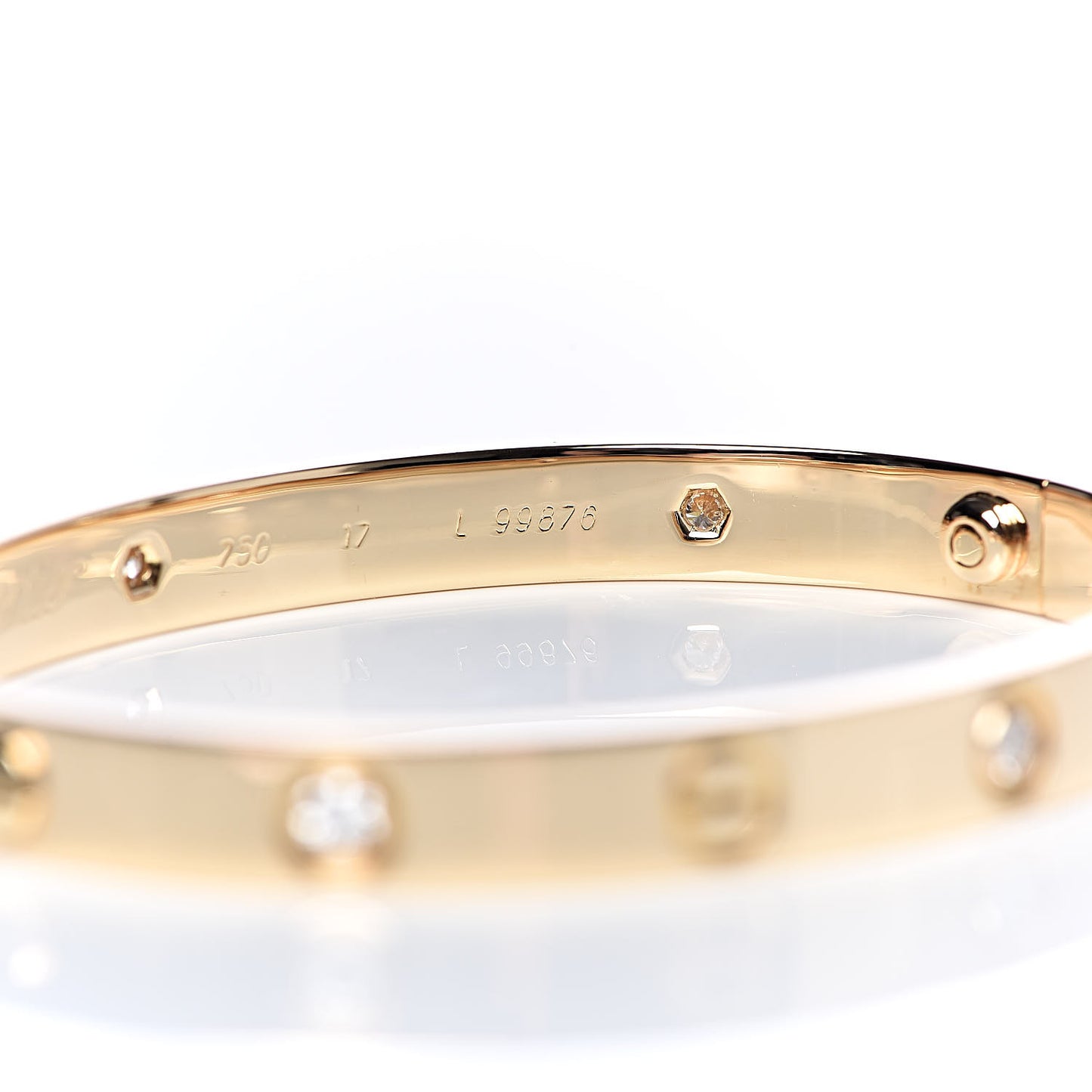 18K Yellow Gold 6 Diamond LOVE Bracelet 17