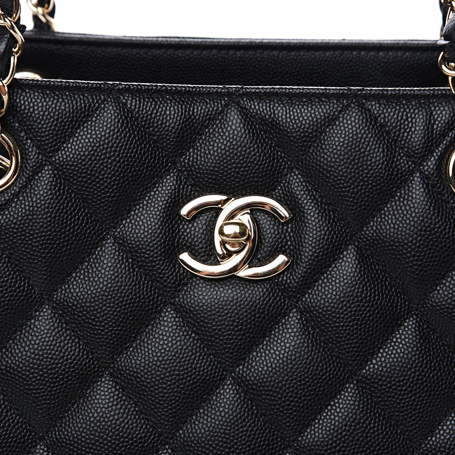 Caviar Quilted Large Shopping Tote Black