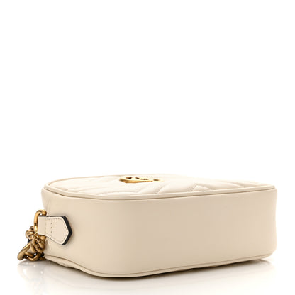 Gucci Calfskin Matelasse Mini GG Marmont Chain Shoulder Bag White 4 of 11