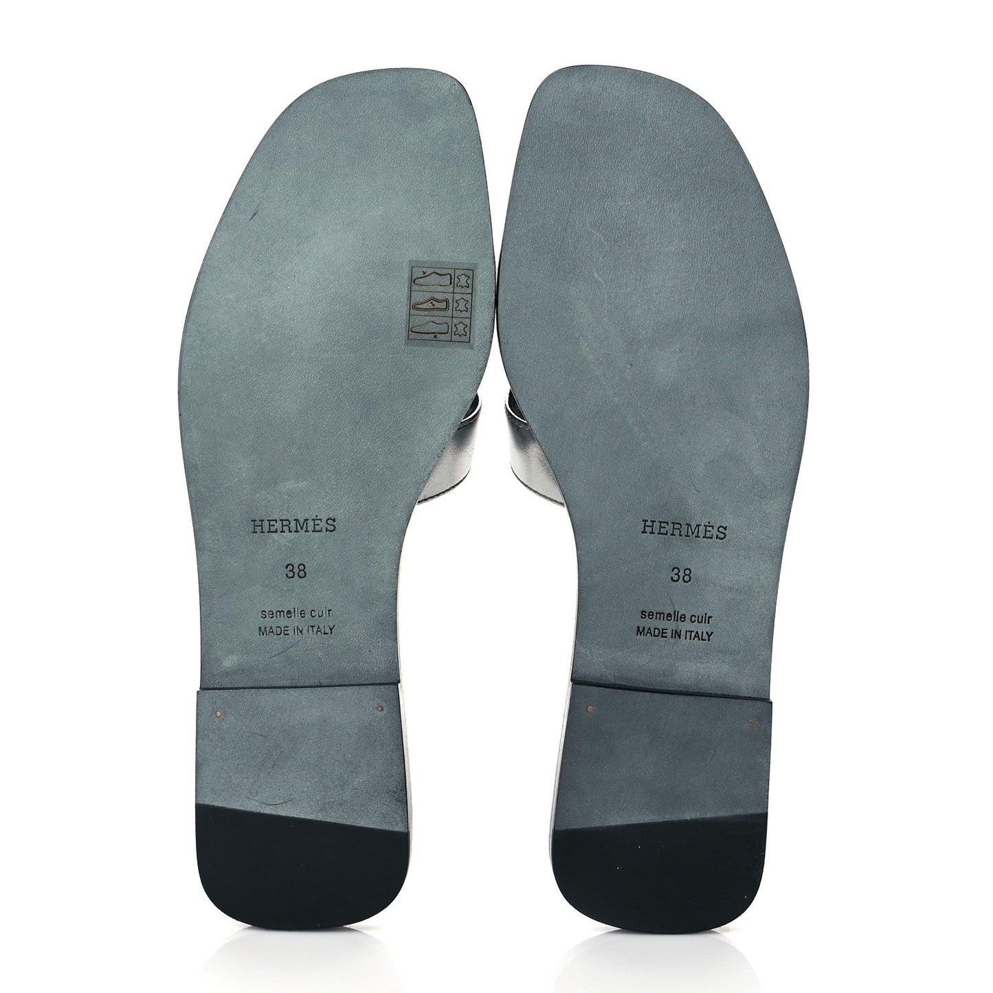 Metallic Nappa Oran Sandals 38 Gris Argente