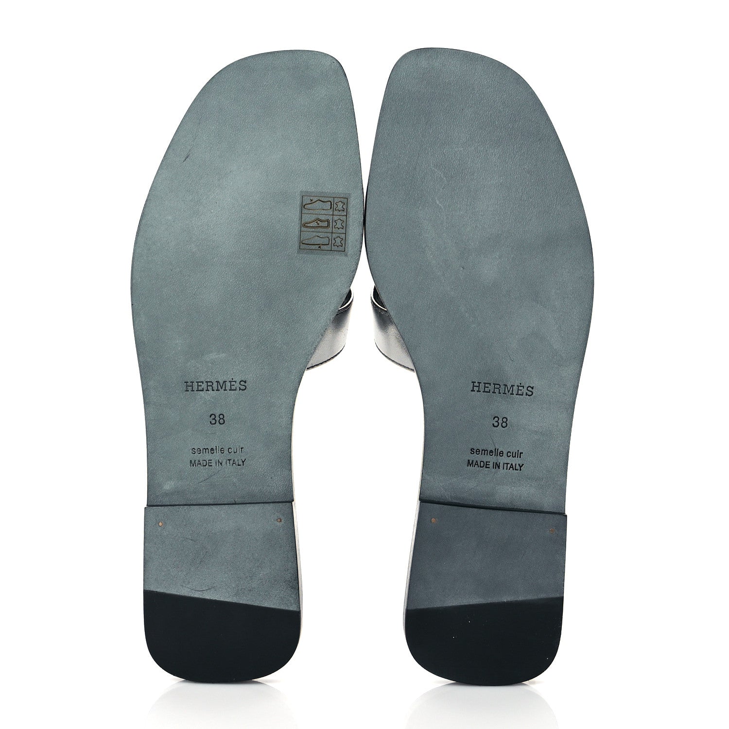 Hermes Metallic Nappa Oran Sandals 38 Gris Argente 5 of 9