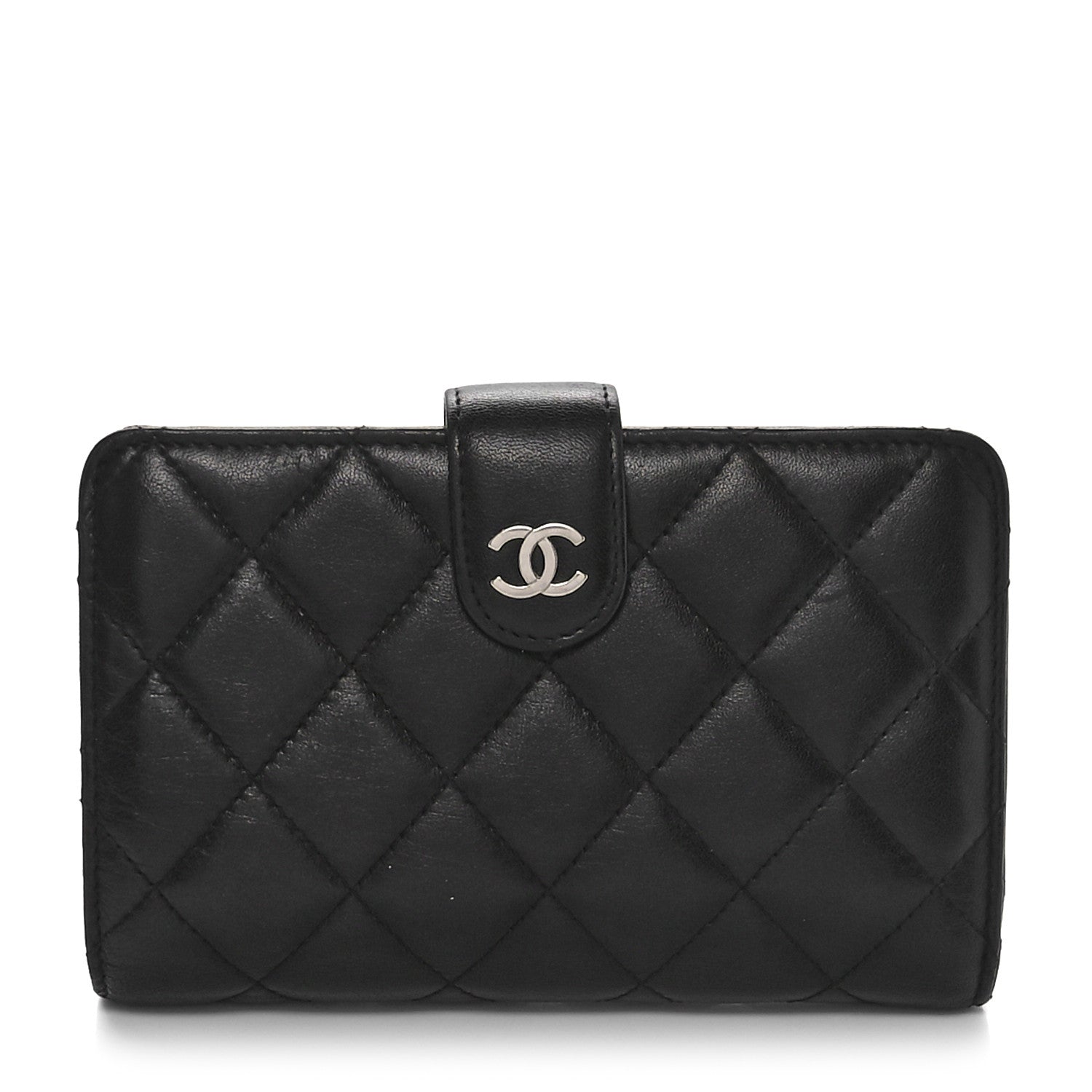 Chanel Lambskin Quilted Zipped Pocket Wallet Black 1 of 8