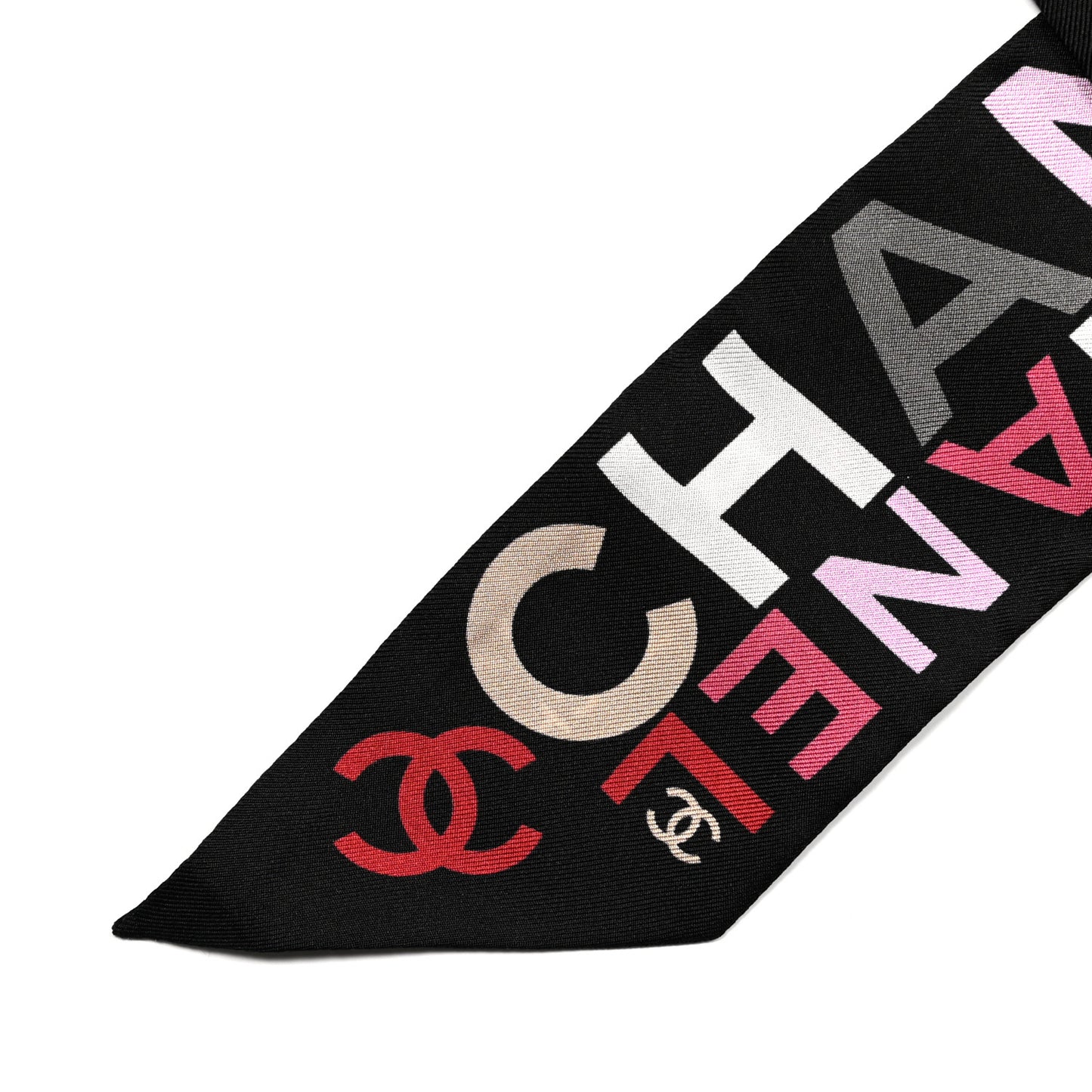 Silk Twill Slim Logo Bandeau Scarf Black