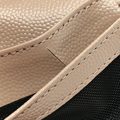 Saint Laurent Grain De Poudre Matelasse Chevron Monogram Zipped Two-Part Wallet Dark Beige 8 of 8