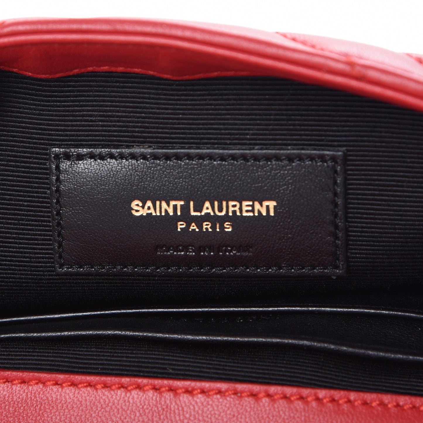 Calfskin Matelasse Chevron Classic Monogram Baby Chain Bag Red
