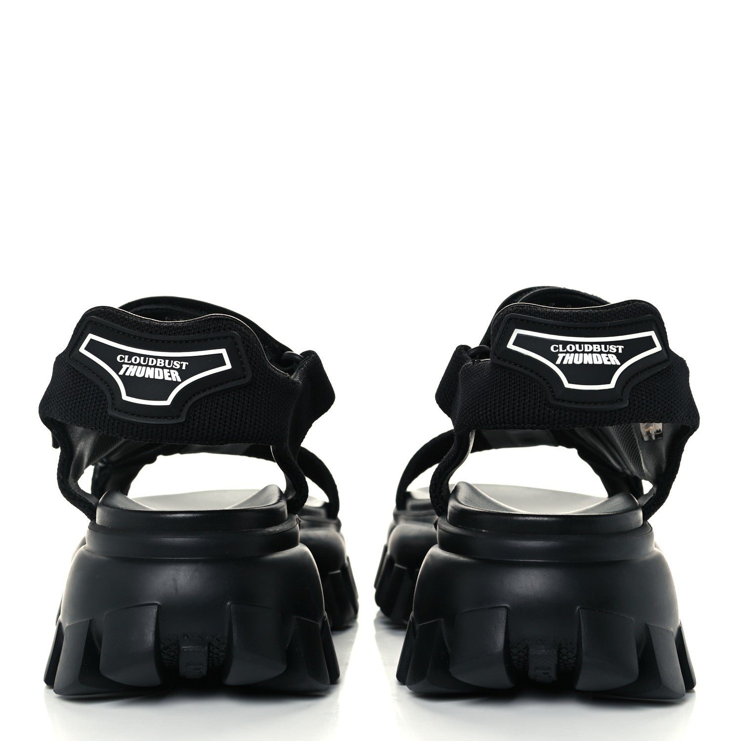 Prada Rubber Nylon Velcro Womens Cloudbust Thunder 50mm Sandals 39.5 Black 6 of 11