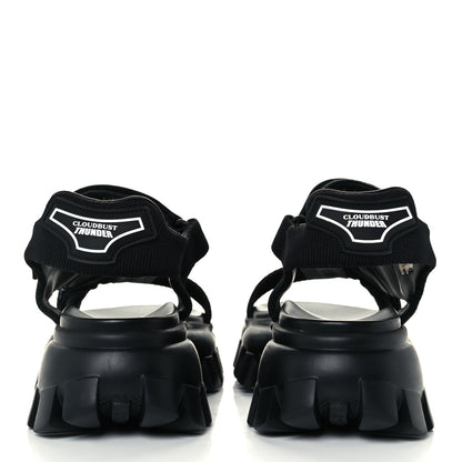 Prada Rubber Nylon Velcro Womens Cloudbust Thunder 50mm Sandals 39.5 Black 6 of 11