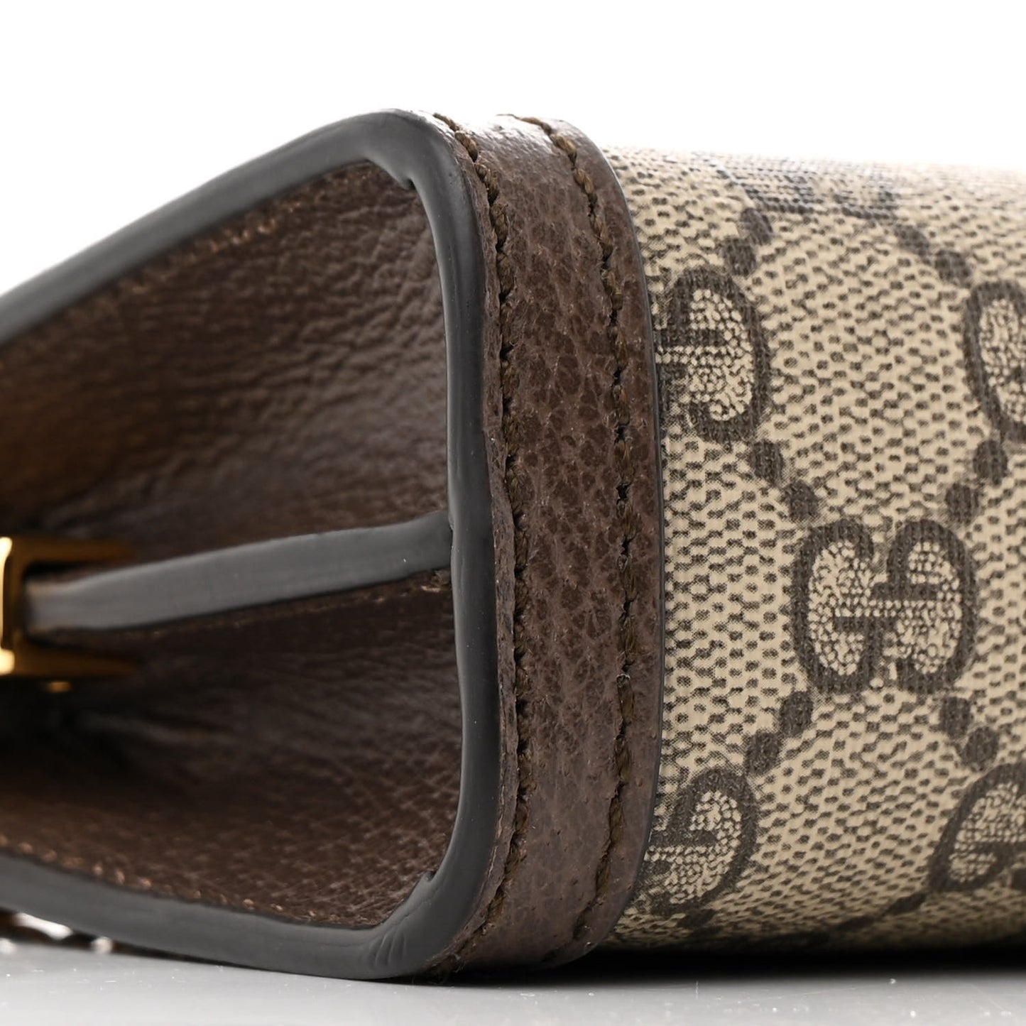 GG Supreme Monogram Textured Dollar Calfskin Web Mini Ophidia Chain Shoulder Bag Beige Ebony New Acero