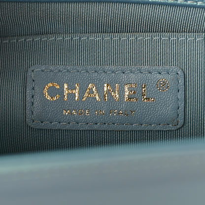 Chanel Iridescent Glazed Calfskin Quilted Medium Boy Flap Light Blue 6 of 11