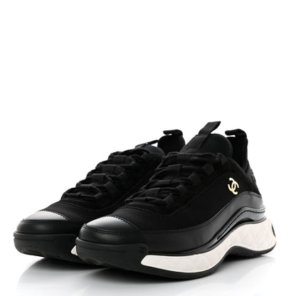 Chanel Velvet Calfskin Mixed Fibers CC Sneakers 38 Black 3 of 9