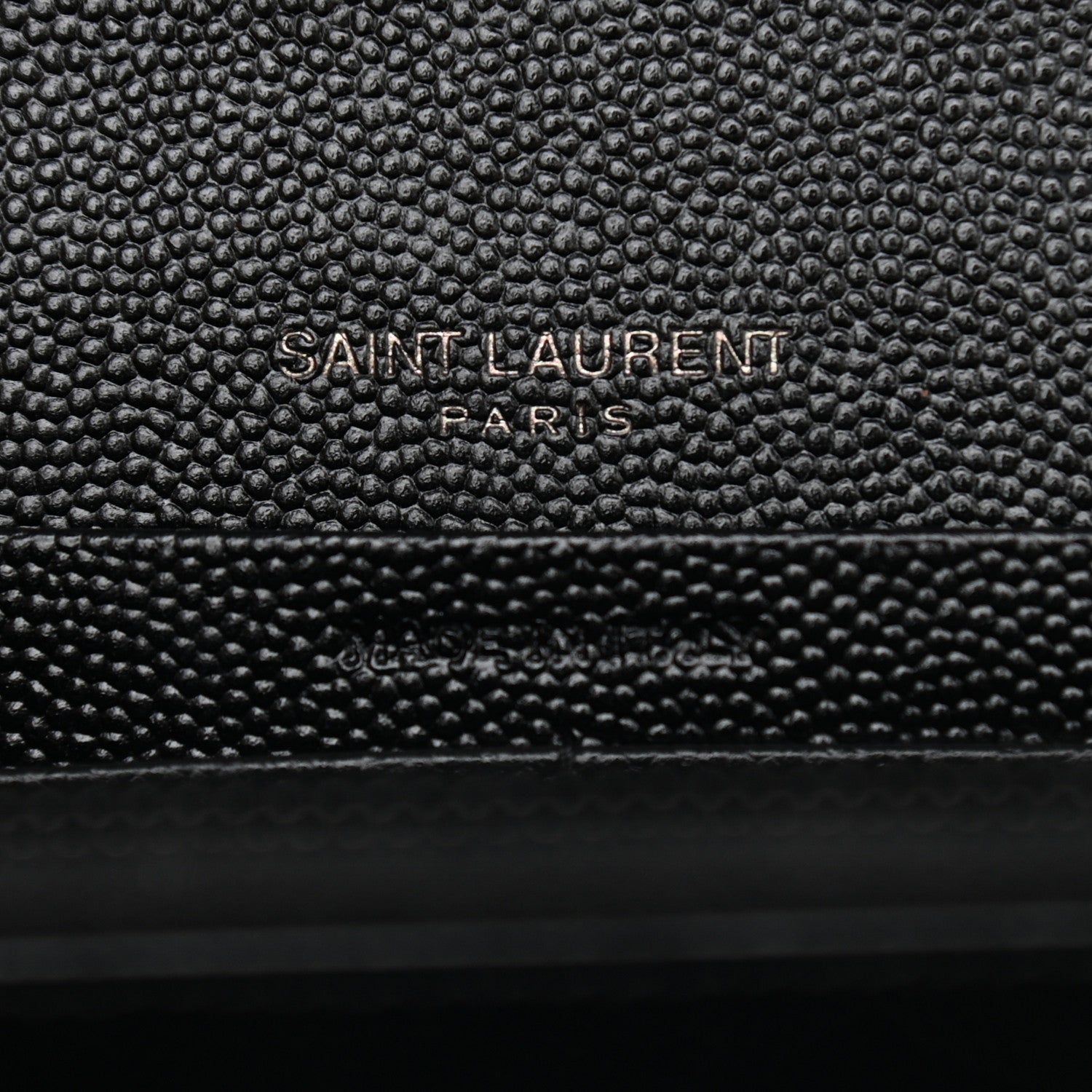 Saint Laurent Grain De Poudre Matelasse Chevron Monogram Chain Wallet Black 6 of 9
