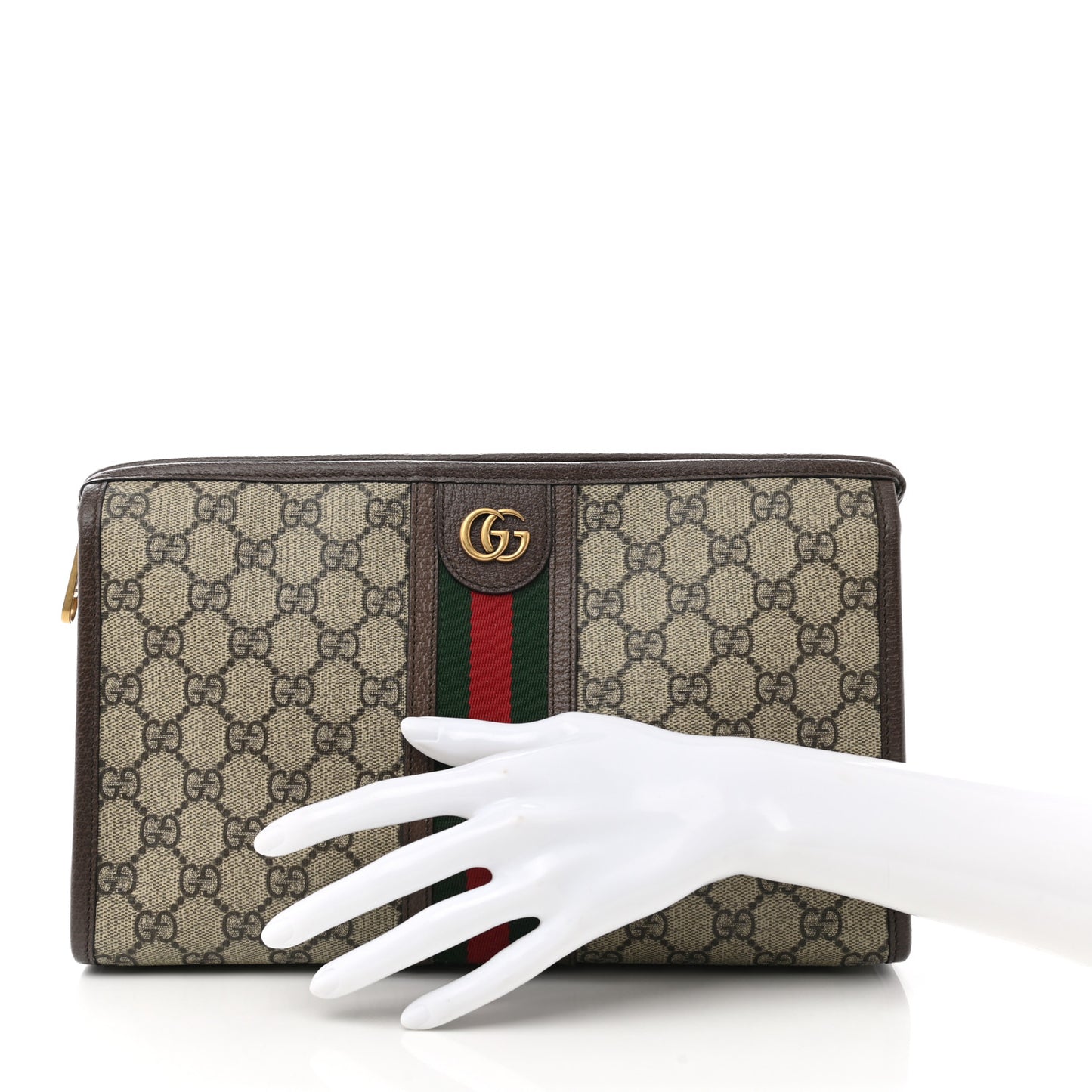 GG Supreme Monogram Web Toiletry Case Brown