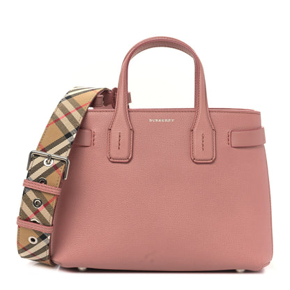 Burberry Grainy Calfskin House Check Small Banner Tote Dusty Rose 1 of 9