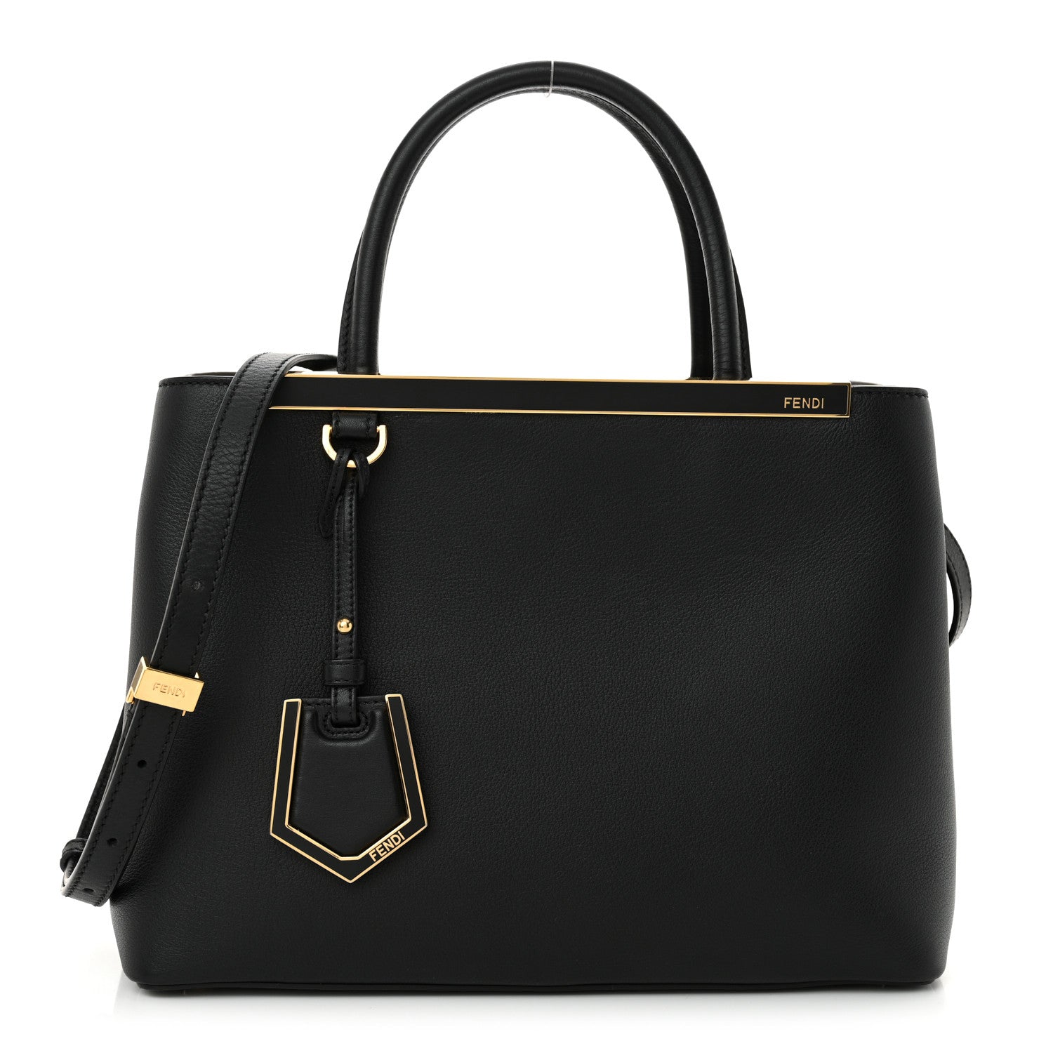 Fendi Vitello Dolce Century Petite 2Jours Tote Black Carbone 1 of 10