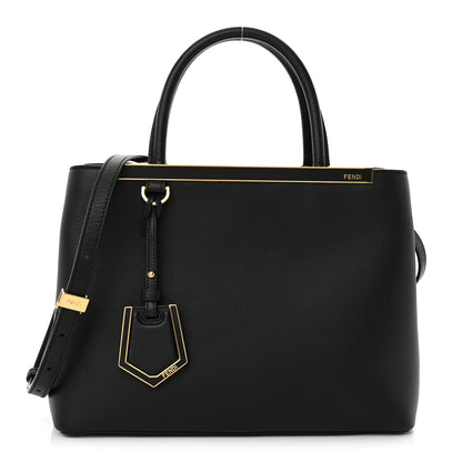 Fendi Vitello Dolce Century Petite 2Jours Tote Black Carbone 1 of 10