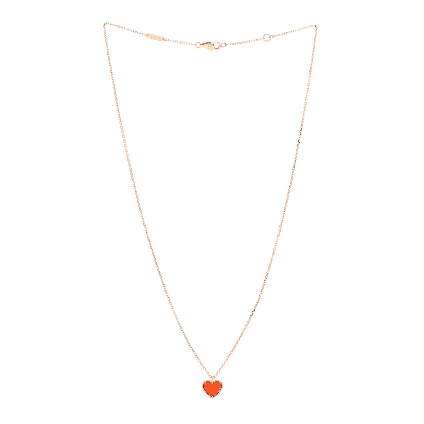 18K Rose Gold Carnelian Sweet Alhambra Heart Pendant Necklace