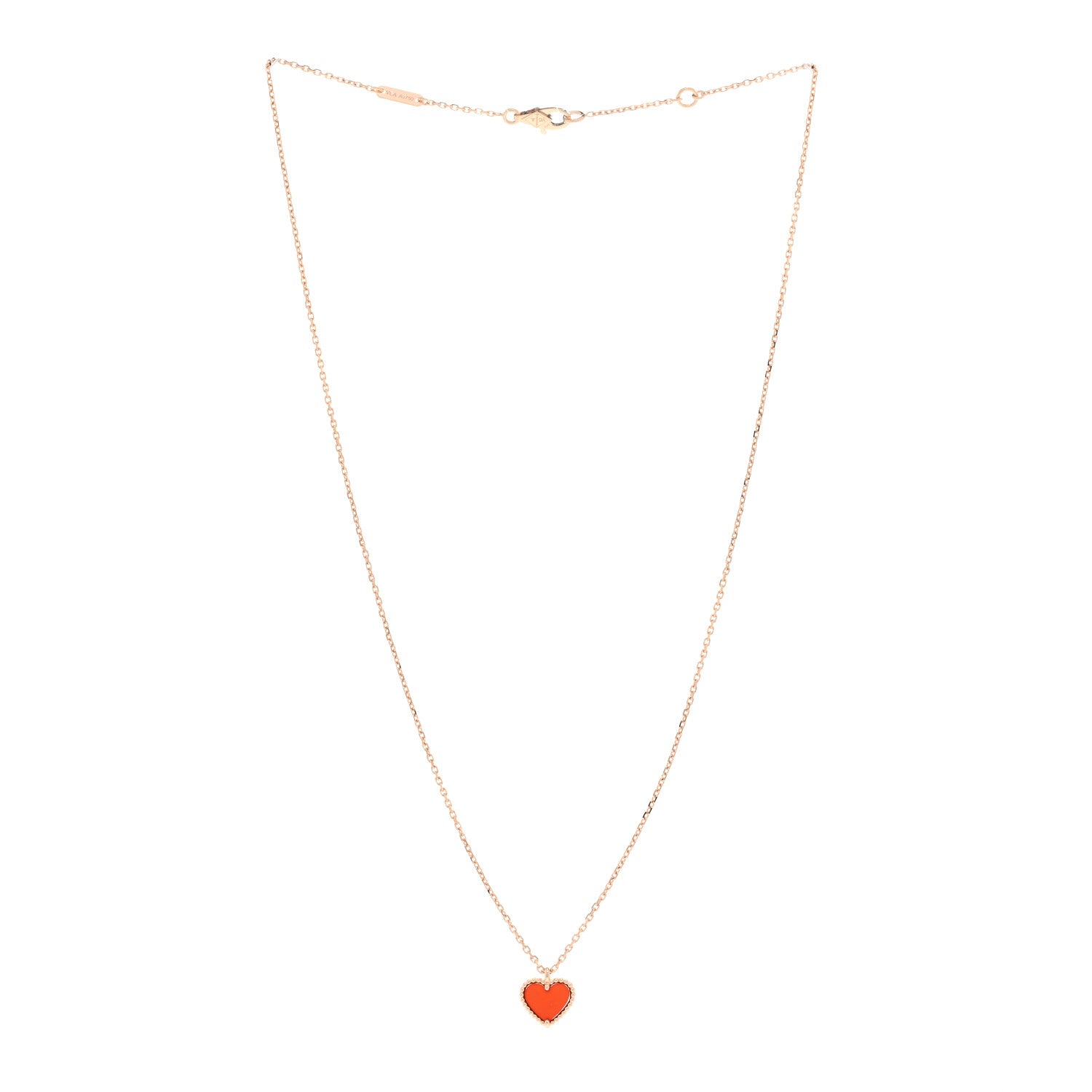 Van Cleef & Arpels 18K Rose Gold Carnelian Sweet Alhambra Heart Pendant Necklace 3 of 5
