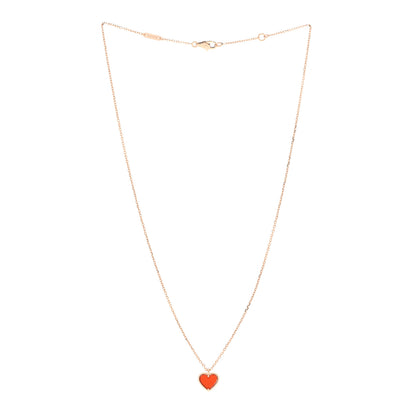 Van Cleef & Arpels 18K Rose Gold Carnelian Sweet Alhambra Heart Pendant Necklace 3 of 5