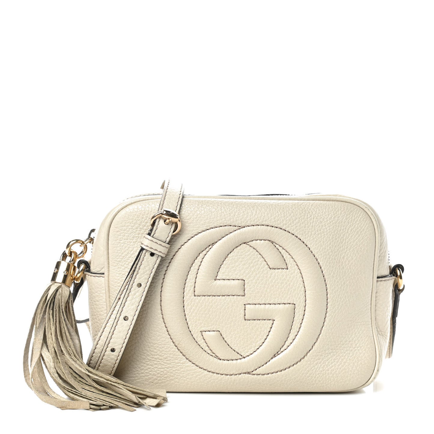 Pebbled Calfskin Small Soho Disco Bag Off White
